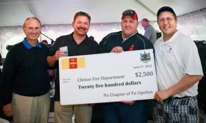 During the recent All-Alumni Bicentennial Reunion, brothers of Psi Upsilon presented a check for $2500 to the Clinton Fire Department. In the 1980s the Clinton Fire Department responded to a fire at the fraternity house. Brothers of Psi U never forgot the CFD’s response and wanted to express their gratitude after all these years.